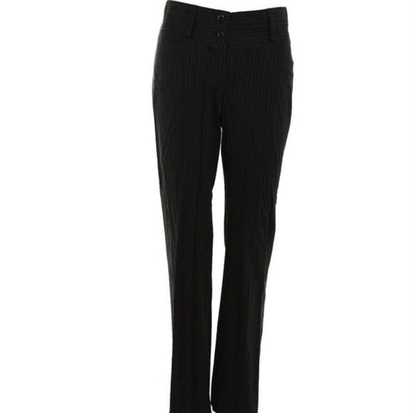 DOLCE & GABBANA Black Pinstripe Bootcut Wool Pant Size 38
